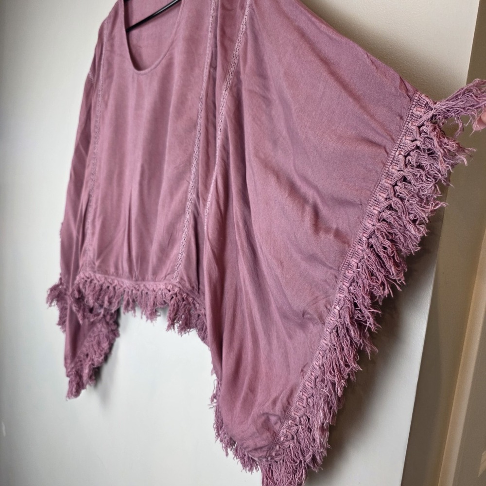 EARTHBOUND Mauve Pink Fringed Boho Blouse - Picture 7 of 14